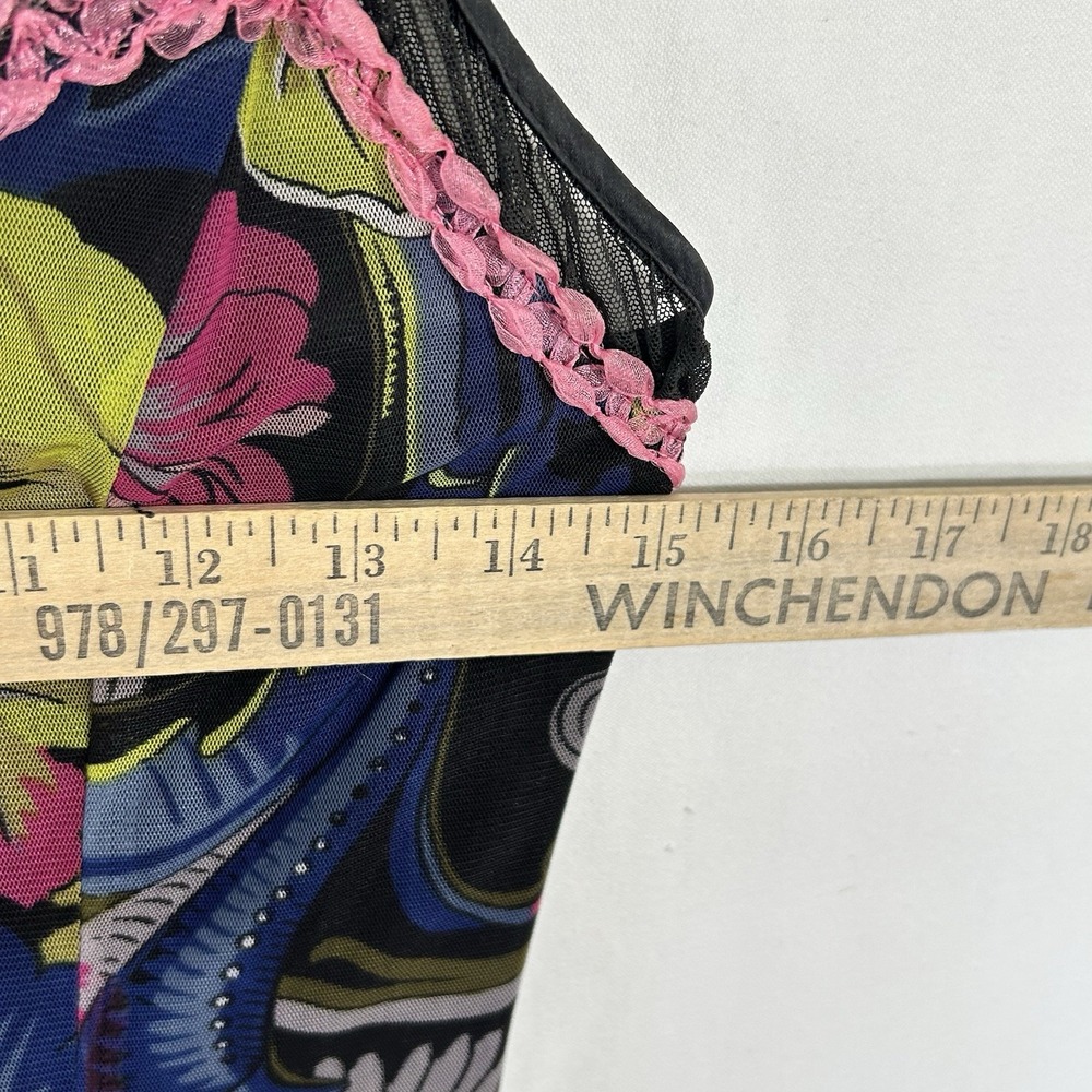 Vintage Y2K Betsey Johnson Frankly Dragon Floral Mesh Slip Dress Lace Goth Med * - Picture 3 of 14